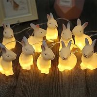 2 Pcs 4.9ft 10 lights Easter Rabbit Light String Children's Room Cartoon Decorative Light Little White Rabbit Light String Little Night Light Lightinthebox