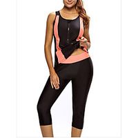 Women's Swimwear Rash Guard Diving Swimsuit Zipper Color Block Black Swimwear Vest Scoop Neck Bathing Suits New Vacation Fashion / Modern miniinthebox - thumbnail