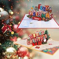 3D Pop Up Christmas Card With Envelope Ang Note, Merry Christmas Santa Greeting Card For Loved Family, Happy New Year Cards Gift, Christmas Decorations, Small Business Supplies Lightinthebox - thumbnail