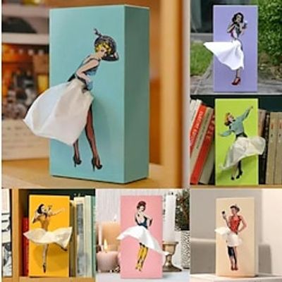 Flying Skirt Tissue Box Cover Cuboid Tissue Holder Square Plastic Tissue Dispenser Holder Bathroom miniinthebox