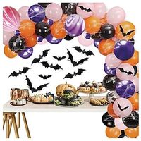 114pcs Halloween Balloon Set Black Orange Pink Purple latex agate balloon Set Halloween party Balloon Arch Lightinthebox - thumbnail
