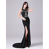 Mermaid / Trumpet Cut Out Empire Engagement Formal Evening Dress Jewel Neck Sleeveless Sweep / Brush Train Spandex with Split 2021 miniinthebox - thumbnail