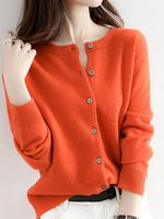 Women's Knitted Round Neck Sweater Cardigan