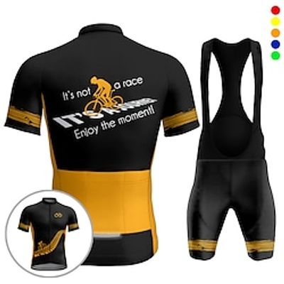 21Grams Men's Cycling Jersey with Bib Shorts Short Sleeve Mountain Bike MTB Road Bike Cycling Yellow Red Blue Graphic Bike Moisture Wicking Quick Dry Spandex Sports Graphic Letter  Number Clothing Lightinthebox