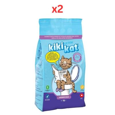 Kiki Kat White Bentonite Clumping Cat Litter - Lavender Fields - 10 L (Pack of 2)