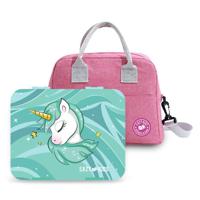 Eazy Kids Bento Box With Insulated Lunch Bag & Cutter Set - Combo - Unicorn Green