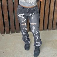 Women's Jeans Distressed Jeans Full Length Denim High Waist Active Fashion Outdoor Street Dark Gray S M Winter Autumn  Fall Lightinthebox - thumbnail