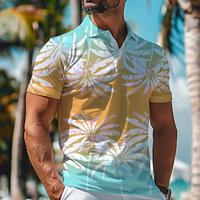 Tropical Tropical Flowers Men's Casual 3D Print Golf Polo Outdoor Daily Wear Streetwear Polyester Short Sleeve Turndown Polo Shirts Pink Blue Spring Summer S M L Micro-elastic Lapel Polo Lightinthebox