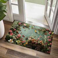 Vintage Flowers Doormat Kitchen Mat Floor Mat Non-Slip Area Rug Oil Proof Rug Indoor Outdoor Mat Bedroom Decor Bathroom Mat Entrance Entreyway Rug Sage Green Lightinthebox