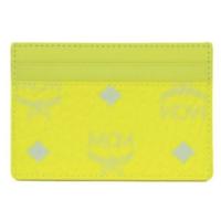 MCM Spectrum Diamond Mini Neon Yellow Visetos Leather Card Case Holder Wallet - 76241