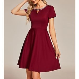 A-Line Homecoming Dresses Casual Dress Party Wear Short / Mini Short Sleeve Jewel Neck Spandex with Rhinestone 2023 miniinthebox