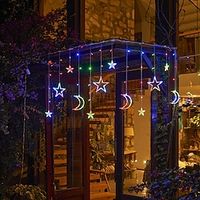 Ramadan Curtain Light 3.5m 120LED Stars Moon Curtain Light Garland Fairy String lights Islamic Mubaraq Festival Outdoor Camping Garden Eid al-Fitr Decoration Lightinthebox