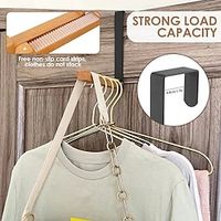 solid wood door back hook wall-mounted door-back type free punching hanger overnight clothes bag cap seamless storage rack Lightinthebox - thumbnail