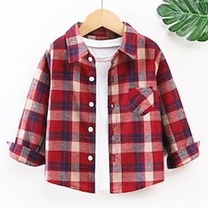 Kids Boys Shirt Plaid School Long Sleeve Active 3-6 Years Winter Red Lightinthebox