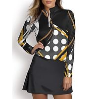 Women's Polo Shirt Golf Shirt Breathable Quick Dry Moisture Wicking Long Sleeve Golf Apparel Golf Clothes Regular Fit Zipper Stand Collar Polka Dot Spring Autumn Tennis Golf Pickleball Lightinthebox - thumbnail