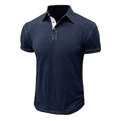 Men's Golf Shirt Golf Polo Work Casual Lapel Short Sleeve Basic Modern Plain Button Spring Summer Regular Fit Black Yellow Pink Royal Blue Blue Green Golf Shirt Lightinthebox