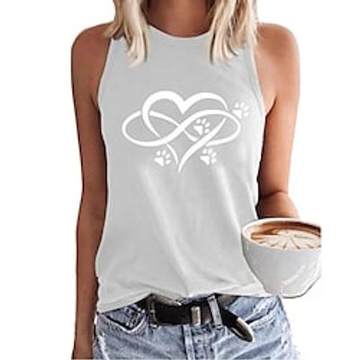 european and american cross-border women's vest ebay amazon wish hot selling printed round neck open back sleeveless t-shirt vest Lightinthebox