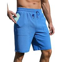 Men's Waffle Shorts Sweat Shorts Shorts Drawstring Elastic Waist Plain Comfort Sports Knee Length Outdoor Daily Fashion Athleisure Blue Gray Micro-elastic Lightinthebox