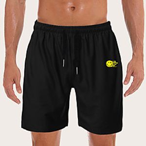 Men's Sporty Casual / Sporty Daily Holiday Shorts Pants Graphic Short Drawstring Pocket Print Black miniinthebox