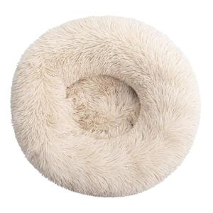 Nutrapet Grizzly Velor Plush Round Pet Bed Cream Small - 50 x 15 cm