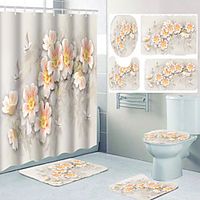 Beautiful Peach Blossom Pattern Printing Bathroom Shower Curtain Leisure Toilet Four-piece Design miniinthebox - thumbnail