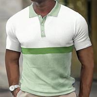 Men's Golf Shirt Golf Polo Work Casual Lapel Short Sleeve Basic Modern Color Block Patchwork Button Spring Summer Regular Fit Purple Green Golf Shirt Lightinthebox