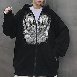 Inspired by Punk Gothic Skeleton  Skull Hoodie Outerwear Zip Up Anime Classic Street Style Outerwear For Men's Women's Unisex Adults' Hot Stamping 100% Polyester Lightinthebox