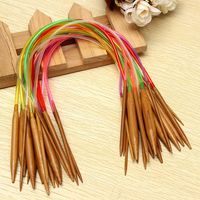 18 Sizes 40cm Carbonized Bamboo Colorful Circular Knitting Needles Hat Sweater Scarf Crochet Hooks