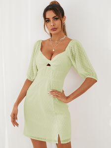 YOINS V-neck Twist Half sleeves Mini Dress