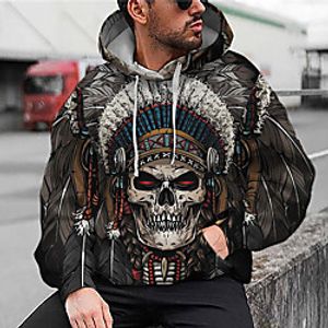 Men's Unisex Pullover Hoodie Sweatshirt Graphic Prints Skull Print Daily Sports 3D Print 3D Print Casual Hoodies Sweatshirts  Gray Lightinthebox