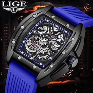 LIGE Men Quartz Watch Large Dial Fashion Casual Business Luminous Waterproof World Time Decoration Silicone Watch miniinthebox