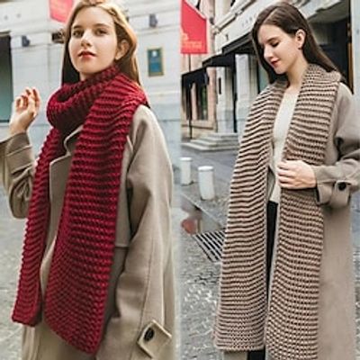 Men's Women's Scarves Daily Holiday Polyester Simple Vintage Retro Warm 1 PC Lightinthebox