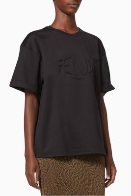 Fisheye Embossed Logo T-shirt in Cotton Jersey Fisheye Embossed Logo T-shirt in Cotton Jersey