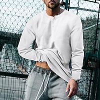 Men's T shirt Tee Corduroy Shirt Henley Shirt Tee Tee Top Plain Henley Street Vacation Long Sleeve Button-Down Clothing Apparel Fashion Designer Basic Lightinthebox - thumbnail