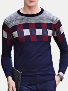 Plaid Printing Casual Wool Sweater