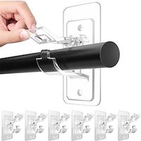 Easy-Install No Drill Curtain Rod Holders - 6-Pack Adhesive Hooks for Versatile Rod Hanging Damage-Free Strong Hold Lightinthebox