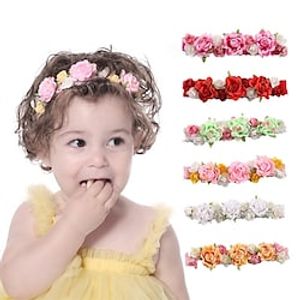 Kids Baby Girls' Multicolor Stitching Simulation Fabric Rose Baby Hair Accessories Children's Nylon Headband With Elastic Photo Props Lightinthebox