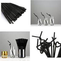 80PCS PP Plastic Flexible Disposable Ice Tea Drinking Straw Bendable Suckers Party Supplies