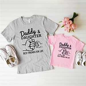 Dad and Daughter T shirt Graphic Letter Daily Print Multicolor Short Sleeve Vacation Matching Outfits  Cute  Spring  Summer  Casual Lightinthebox