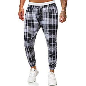 Men's Chino Sports Sport Daily Chinos Pants Lattice Full Length Red Light Grey miniinthebox
