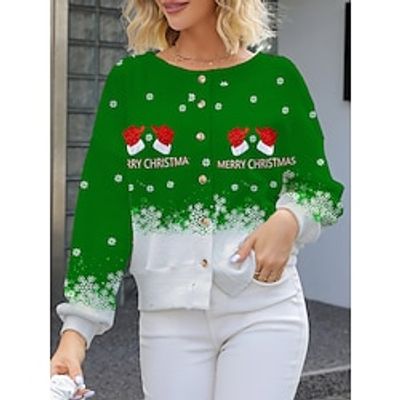 Women's Ugly Christmas Sweater Cardigan Sweater Jacket Crew Neck Ribbed Knit Polyester Button Knitted Print Fall Winter Short Outdoor Xmas Holiday Daily Stylish Casual Long Sleeve Letter Lightinthebox Women's Ugly Christmas Sweater Cardigan Sweater Jacket Crew Neck Ribbed Knit Polyester Button Knitted Print Fall Winter Short Outdoor Xmas Holiday Daily Stylish Casual Long Sleeve Letter Lightinthebox