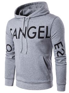 Letters Printed Kangaroo Pocket Men Hoodie
