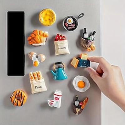 10pcsset Refrigerator Sticker, Magnet, Cute, Home Decoration, 3D, Three-dimensional, Egg, Bread, Food Play, Creative, Art, Cultural Creativity, Small Decoration, Magnetic Sticker Lightinthebox