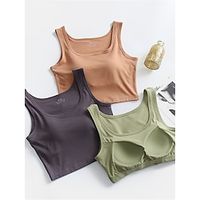 Women's Pajamas Top Pure Color Fashion Sport Simple Daily Rayon Breathable Square Neck Sleeveless Tank Top Chest pads Summer Spring Black White Lightinthebox - thumbnail