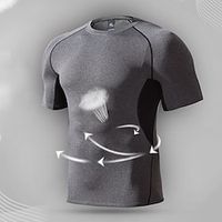 Men's T shirt Tee Gym Shirt Compression Shirt Fitness Shirt Men Tops Crew Neck Short Sleeve Sports  Outdoor Vacation Going out Casual Daily Quick dry Breathable Soft Plain Black Red Activewear Lightinthebox - thumbnail