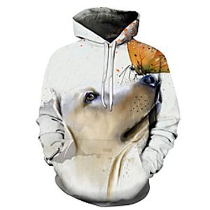 Men's Unisex Plus Size Pullover Hoodie Sweatshirt Dog Graphic Prints Print Hooded Casual Daily Holiday 3D Print Basic Designer Hoodies Sweatshirts  Long Sleeve Beige miniinthebox