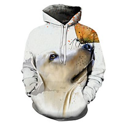Men's Unisex Plus Size Pullover Hoodie Sweatshirt Dog Graphic Prints Print Hooded Casual Daily Holiday 3D Print Basic Designer Hoodies Sweatshirts  Long Sleeve Beige miniinthebox