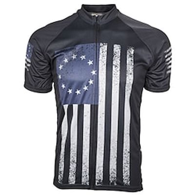 21Grams Men's Cycling Jersey Short Sleeve Bike Top with 3 Rear Pockets Mountain Bike MTB Road Bike Cycling Breathable Quick Dry Moisture Wicking Reflective Strips Black American  USA Polyester Lightinthebox