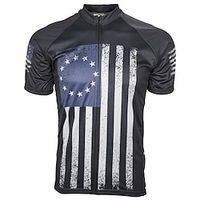 21Grams Men's Cycling Jersey Short Sleeve Bike Top with 3 Rear Pockets Mountain Bike MTB Road Bike Cycling Breathable Quick Dry Moisture Wicking Reflective Strips Black American  USA Polyester Lightinthebox - thumbnail