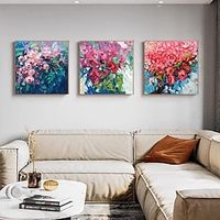 Original Hand painted Pink Roses Oil Painting on Canvas Large Impressionist Flowers Framed Canvas Wall Art Modern Textured Floral Oil Painting for Living Room Ready to Hang Lightinthebox